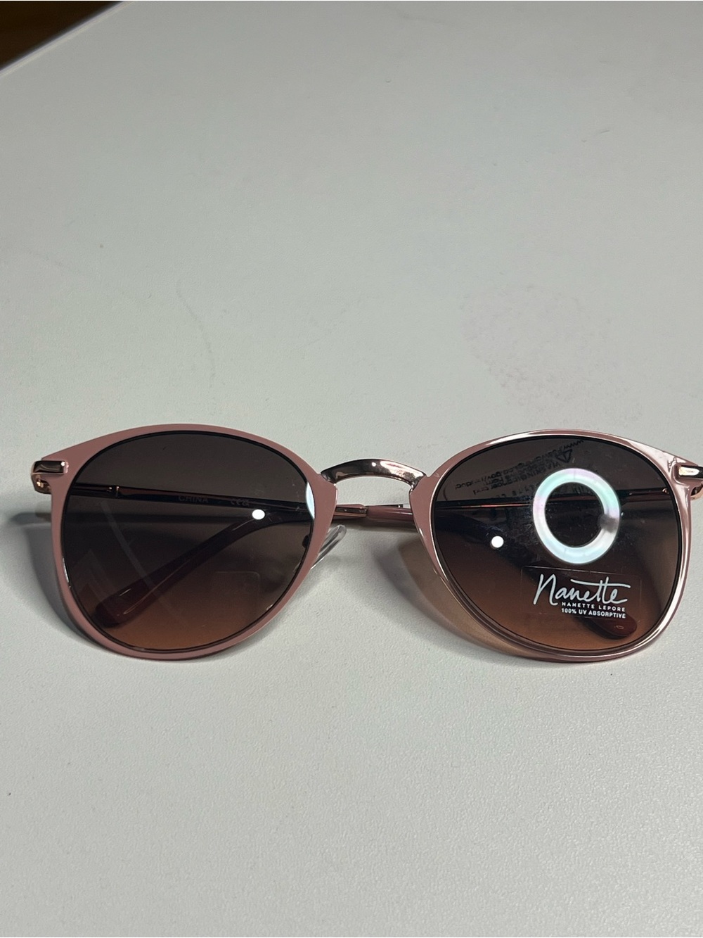 Nannette Rose Pink Frame Sunglasses with Brown Gradient Lenses